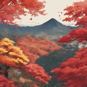 紅葉の山の景色